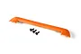 An orange Traxxas Maxx tailgate protector with three black mounting screws isolated on a white background.