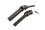 Traxxas Maxx duty drive shaft assembly showing two main shaft components and a small grub screw on a white background.