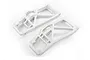 Two white Traxxas Maxx suspension arms for RC vehicles, shown from an overhead angle on a white background.