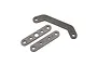 Three dark grey steel tie bars for Traxxas Maxx RC vehicle, including one arched bar and two straight bars with mounting holes.