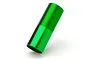 A single green anodized aluminium shock body for a Traxxas RC car, featuring a threaded upper section and smooth lower section.