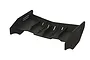 A black ARRMA 175mm RC rear wing featuring vertical fins and side plates, shown from a high-angle perspective against a white background.