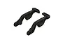 Two black plastic ARRMA rear body frame mounts shown from an elevated angle against a white background.