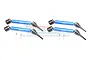 Four blue and black GPM Racing universal drive shafts for RC cars with small metal pins on a white background.