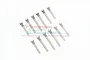A set of 12 stainless steel suspension arm screw pins for RC cars, arranged in rows against a white background with a GPM Racing logo watermark.