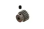An 18-tooth metal pinion gear for RC cars with a separate black grub screw, shown against a plain white background.