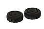 Two ARRMA dBoots Katar B 6S RC buggy wheels with black rims and off-road tread patterns on a white background.