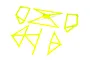 A set of five neon yellow plastic roll cage components for an ARRMA 1/7 Mojave RC vehicle, laid out on a white background.