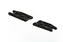 Two black plastic RC suspension arms for ARRMA vehicles, shown from an isometric angle against a white background.