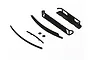 A set of black plastic RC car bumper components for the ARRMA 1/7 Mojave, including bumper bars, side rails, and small mounting hardware.