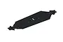 A black anodized aluminium chassis plate for an ARRMA 1/7 scale RC vehicle, shown from an elevated angle against a white background.