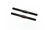 Two black metal turnbuckles for RC vehicles, shown against a plain white background.