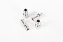 Four stainless steel pivot balls for RC vehicles arranged on a white background.