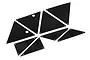 A set of seven black triangular and trapezoidal plastic chassis panels for the Traxxas UDR RC truck, arranged on a white background.