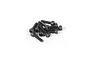 A small pile of ten black metal cap head screws with hex sockets, shown against a plain white background.