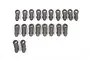 A set of 20 grey plastic M4 rod ends for RC vehicles arranged in three rows on a white background.