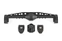 Axial Rear Currie F9 Portal Differential Axle Housing parts in black plastic on a white background.