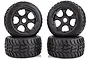 Rovan 4.7/5.5" Baja 5B Tarmac Buster II Tyres on Black Rims - Beadlocked Wheel Set 4Pcs 85110A