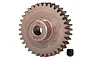 A 34-tooth steel pinion gear with 0.8 module pitch, featuring a central bore and a separate black grub screw.