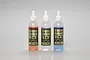 Three Tamiya silicone damper oil bottles in red, clear, and blue, each labeled HARD and containing 20cc of fluid.