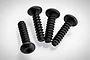 Four black coarse thread button head screws arranged on a white background.