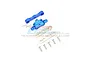 GPM Racing blue aluminium front lower suspension arm tie bar set for RC cars, including metal plates and screws.