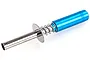 A blue anodized aluminium AA glow plug ignitor for RC nitro engines, featuring a silver metal nozzle, spring mechanism, and knurled grip.
