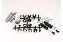 Traxxas Ultra Shock kit including two assembled black shocks, springs, plastic parts tree, silicone oil, and instruction sheet.
