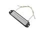 A black aluminium 1/10 scale RC intercooler accessory with silver braided hoses attached, isolated on a white background.