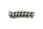 A set of eight silver-coloured metal pivot balls for RC cars arranged in a horizontal row against a white background.