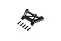 Losi black aluminium front top plate for DBXL-E 2.0 with five included mounting screws on a white background.