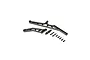 Losi black aluminium rear chassis brace set for DBXL-E 2.0, including two machined metal braces, a standoff, and mounting screws.
