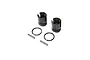 Two black metal outdrive cups, two metal pins, and two black O-rings for Losi DBXL-E 2.0 RC car.