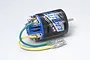 Tamiya Lightly Tuned 540 brushed motor with blue endbell, black canister, and green and yellow wires with bullet connectors.