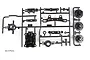 A black plastic parts tree for Tamiya TT-02 RC car, including uprights and suspension components, on a white background.
