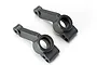 Two black plastic rear hub carriers for a Traxxas RC vehicle, shown from an angled perspective against a white background.