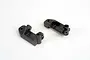 Two black plastic Traxxas caster blocks for RC vehicles, shown from a top-down angle on a white background.