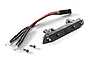 Axial SCX24 CRC front bumper with two LED lights and mounting screws on a white background.
