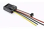 Hobbywing UBEC 25A/50A high voltage regulator unit with attached wiring and power switch on a white background.