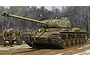 Box art illustration of a Soviet KV-122 heavy tank with a crew member standing on the hull and three officers standing nearby in a forest setting.