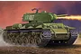 Box art illustration of a Soviet KV-8S tank with a welded turret, firing its flamethrower against a dramatic sunset sky.