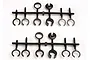 Two identical black plastic parts trees containing various shock spring retainers and spacers for Traxxas RC vehicles.