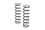 Two black metal coil springs for RC car suspension, positioned vertically against a white background.