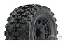 Pro-Line 3.8" MX38 HP Belted Tyres on Black Raid Rims - Glued Wheels 2Pcs 10166-10