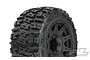 Pro-Line 3.8" Trencher LP Belted Tyres on Black Raid Rims - Glued Wheels 2Pcs 10175-10