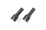 Two black metal Tamiya TT-01 front one-way differential drive cups shown against a plain white background.