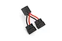 Traxxas ID parallel battery adapter with one male connector and two female connectors joined by black and red 16AWG wires.
