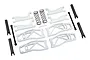 Traxxas Maxx 4S WideMaxx suspension kit in white, including suspension arms, drive shafts, springs, and small hardware components.