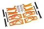 Traxxas Maxx 4S WideMaxx suspension kit in orange, including suspension arms, springs, turnbuckles, and drive shafts.