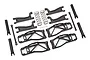 Traxxas Maxx 4S WideMaxx suspension kit including black suspension arms, shock springs, and turnbuckles on a white background.
